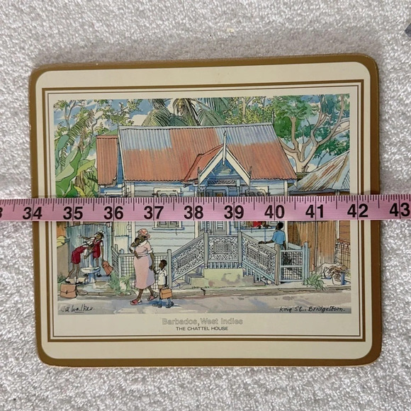 Vintage Pimpernel Luncheon Placemats Trivets Barbadian Chattel Houses Set Of 4 - Picture 10 of 11